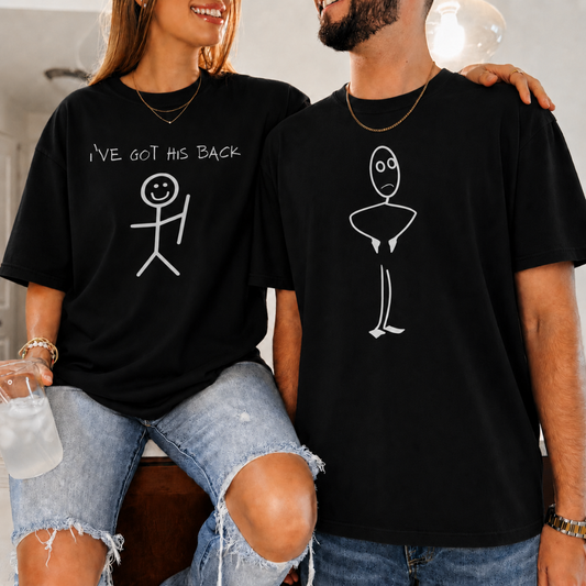 “I’ve Got His Back” Oversized Couple T-Shirt Combo